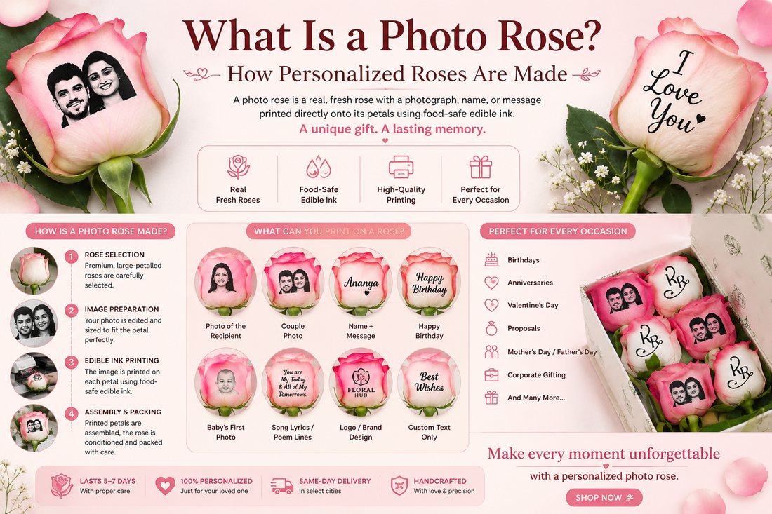 roses with pictures printed on them, printed rose, personalised roses with name