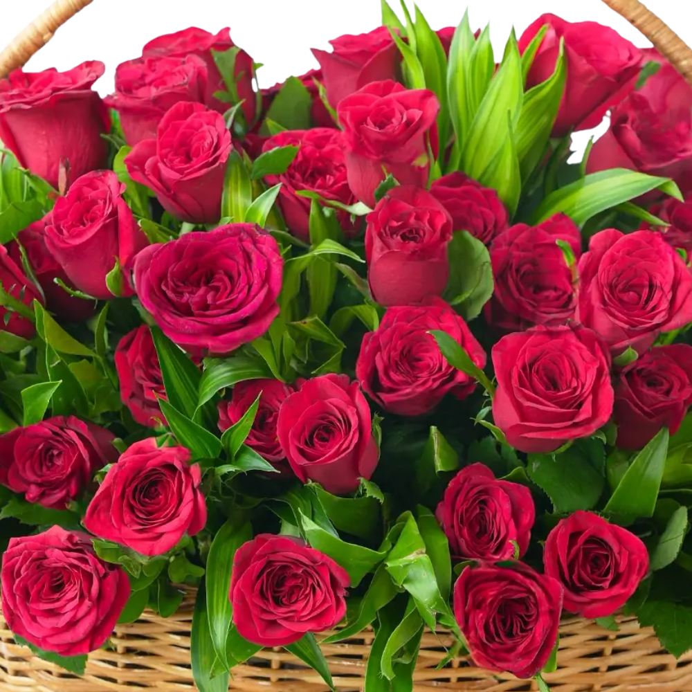 100 Love Roses Basket Arrangement