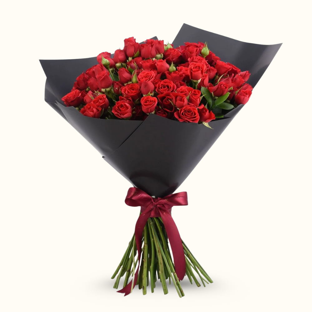 40 Red Roses in Stylish Black Paper
