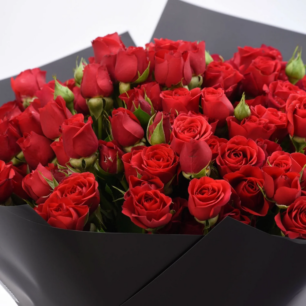 40 Red Roses in Stylish Black Paper
