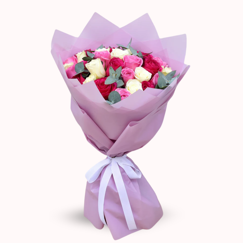 30 Mixed Roses - Red, Pink & White