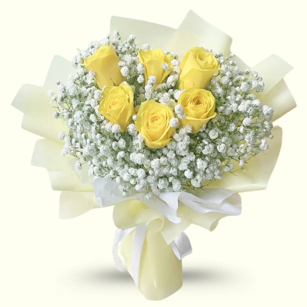 6 Sunshine Yellow Roses Bouquet