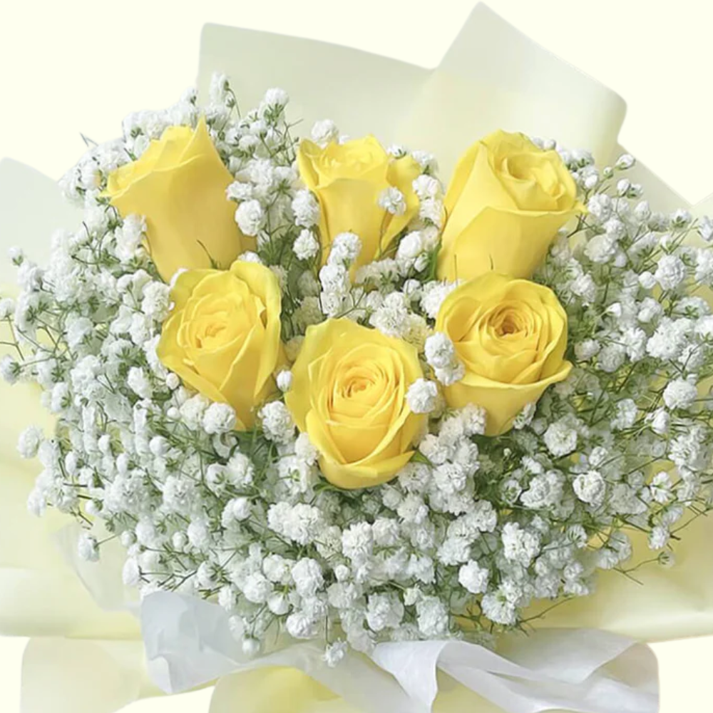 6 Sunshine Yellow Roses Bouquet