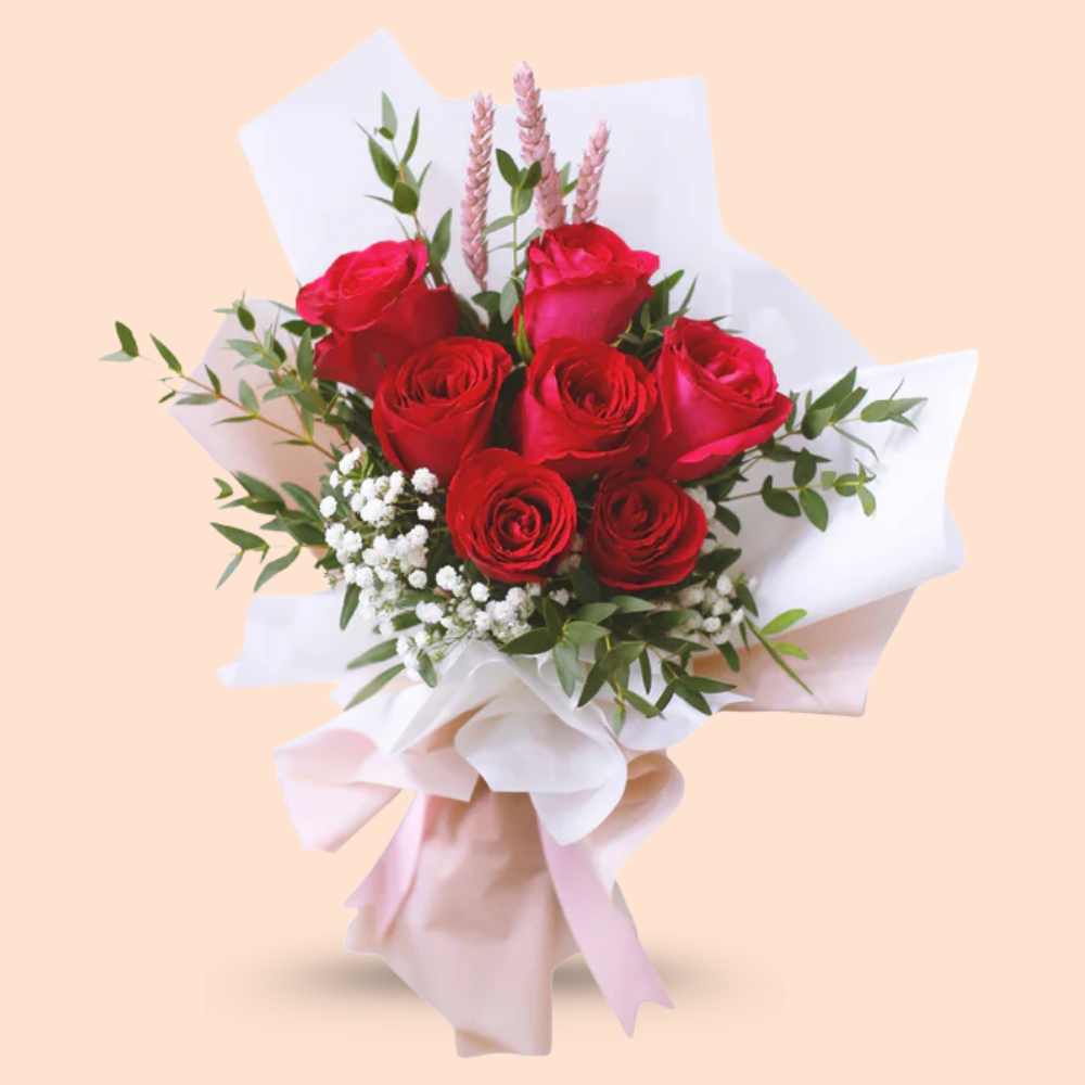 7 Hot Pink Roses for My Heart