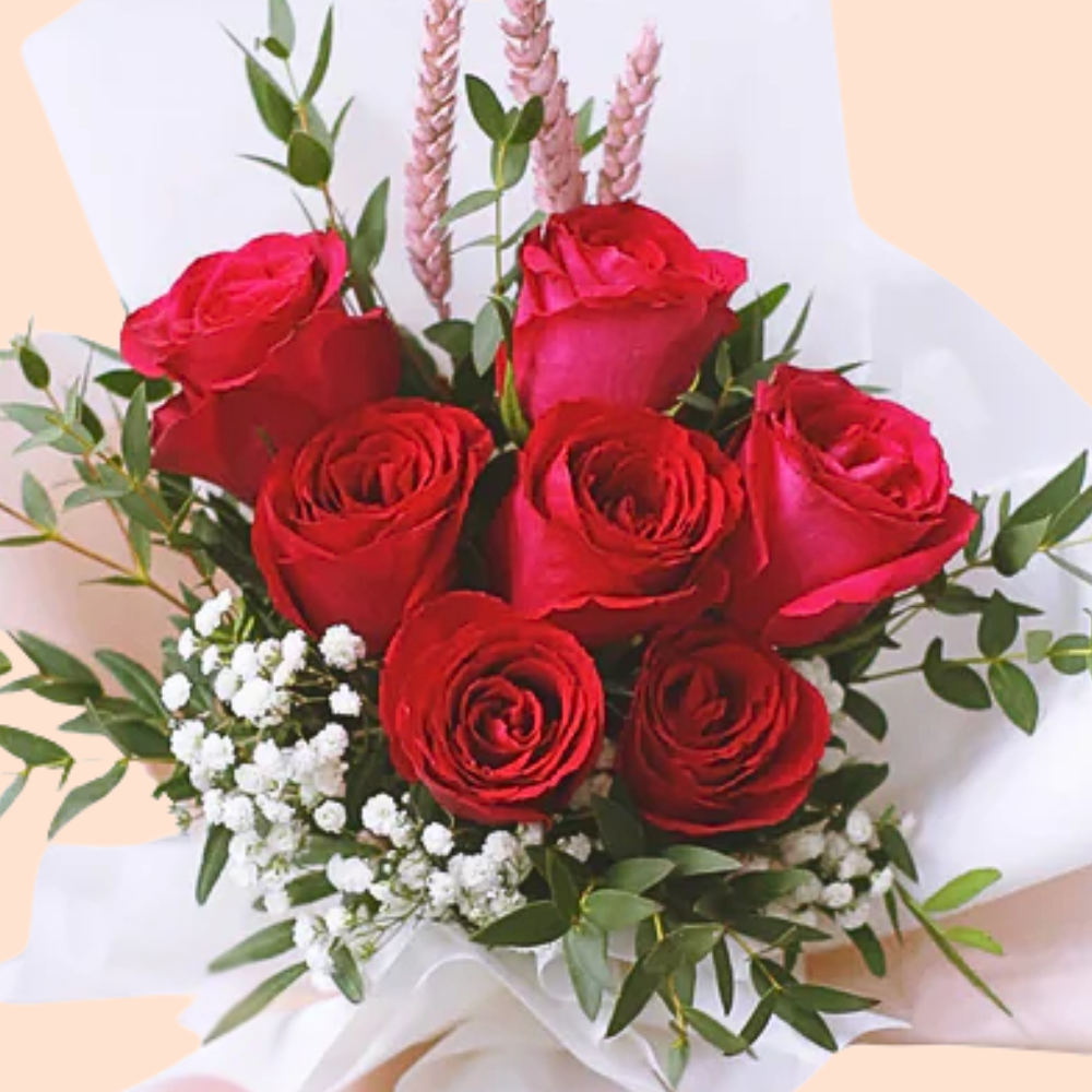 7 Hot Pink Roses for My Heart