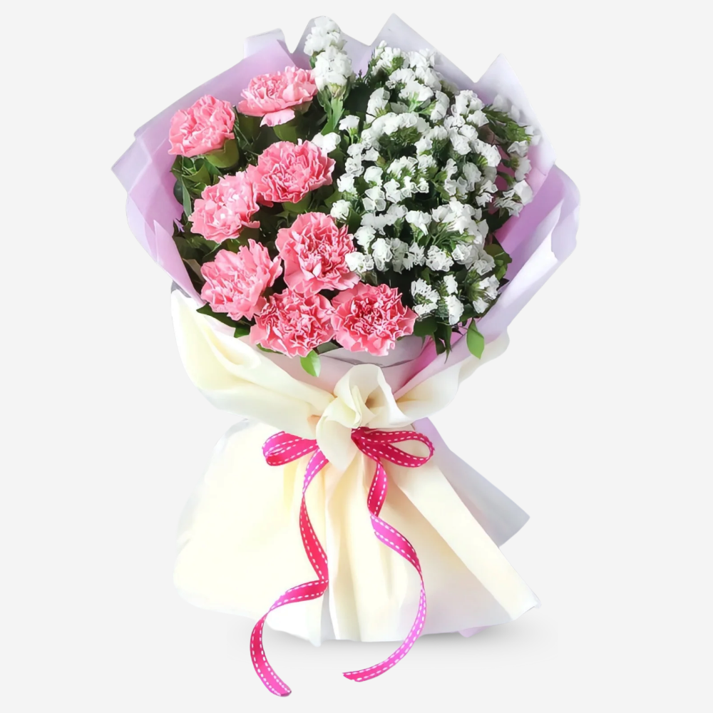 Pink carnation with White Fillers Bouquet
