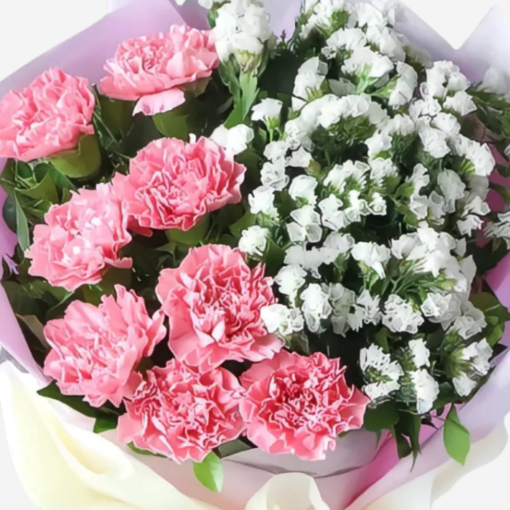 Pink carnation with White Fillers Bouquet