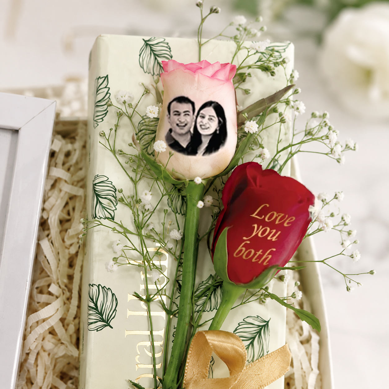 Bhaiya Bhabhi Rakhi Gift Box – Mindset Frame, Custom Roses & Designer Rakhi Set