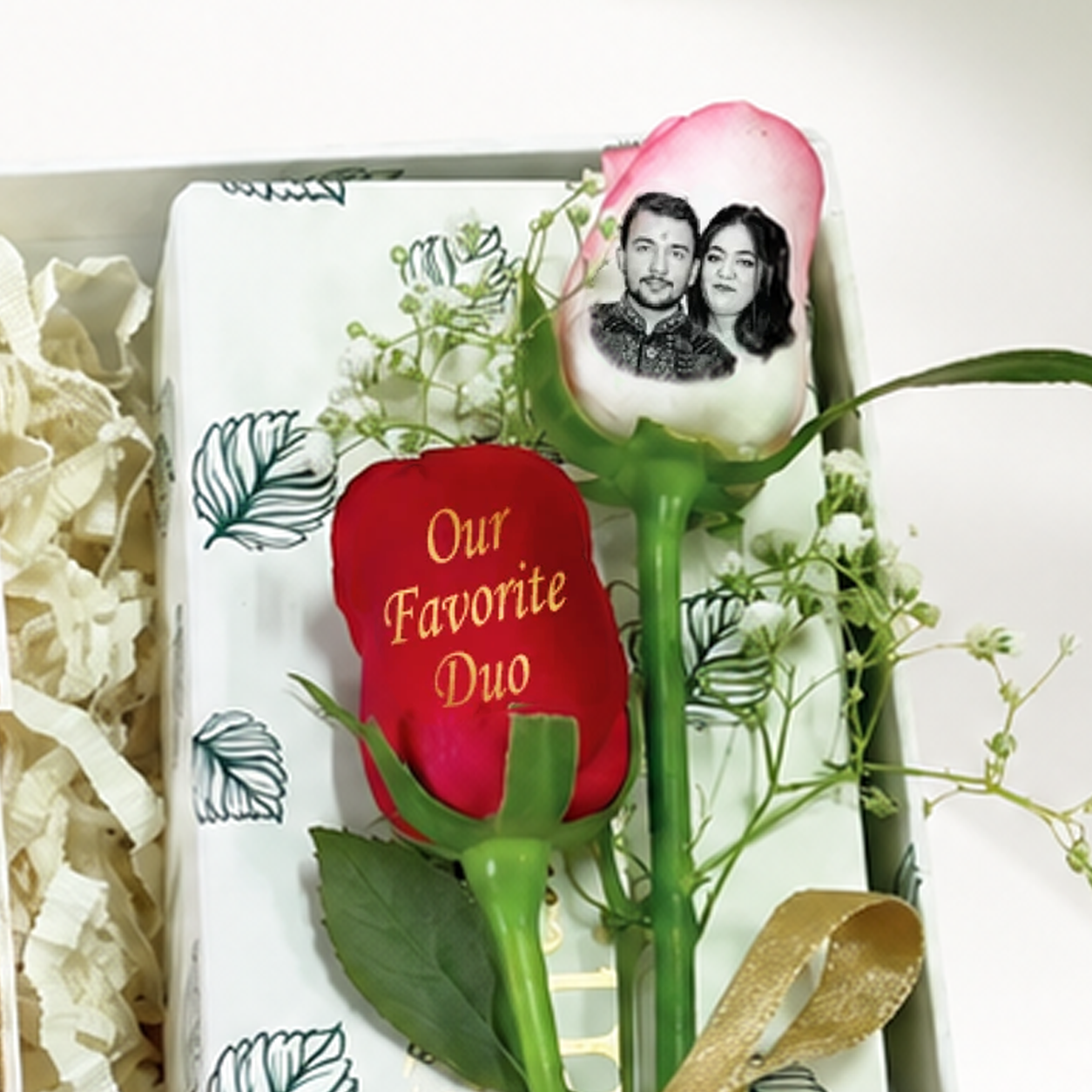 Bhaiya Bhabhi Rakhi Gift Box with Chocolate, Photo Rose