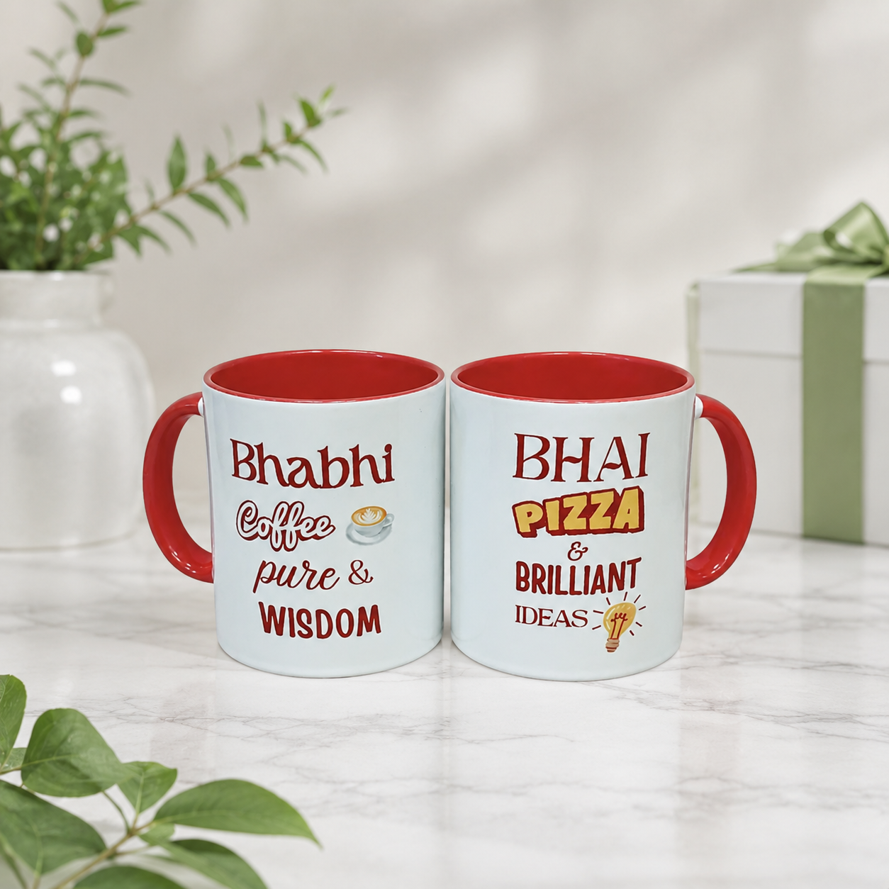 Bhaiya Bhabhi Rakhi Gift Box with Printed Mug Set & Roli Chawal