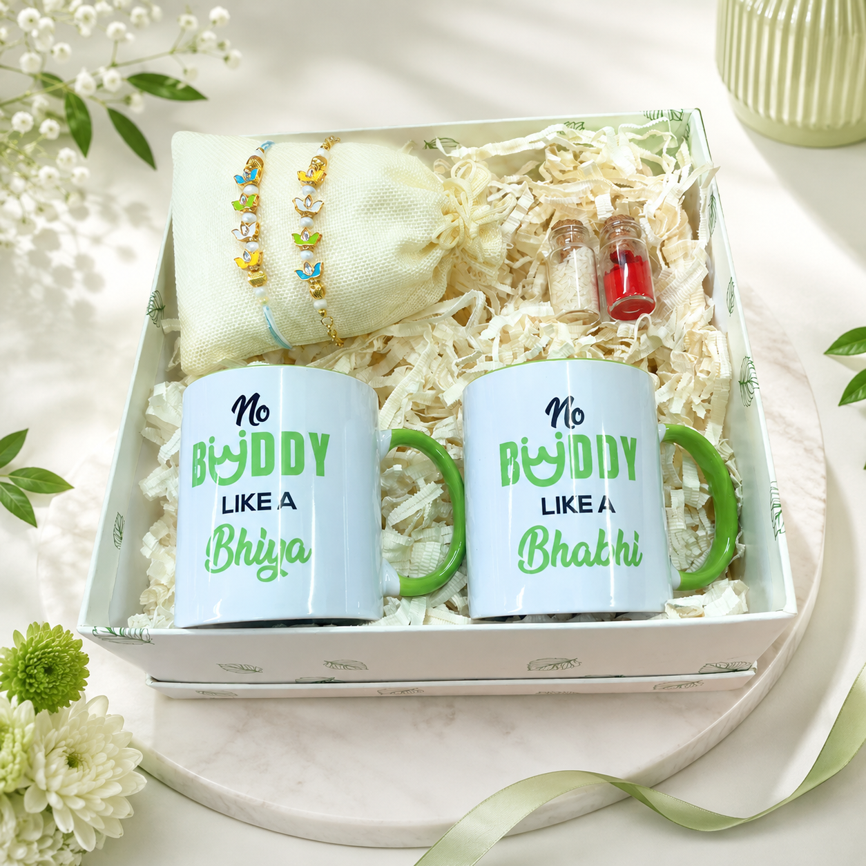 Bhaiya Bhabhi Rakhi Gift Box with Roli Chawal & Mug Set
