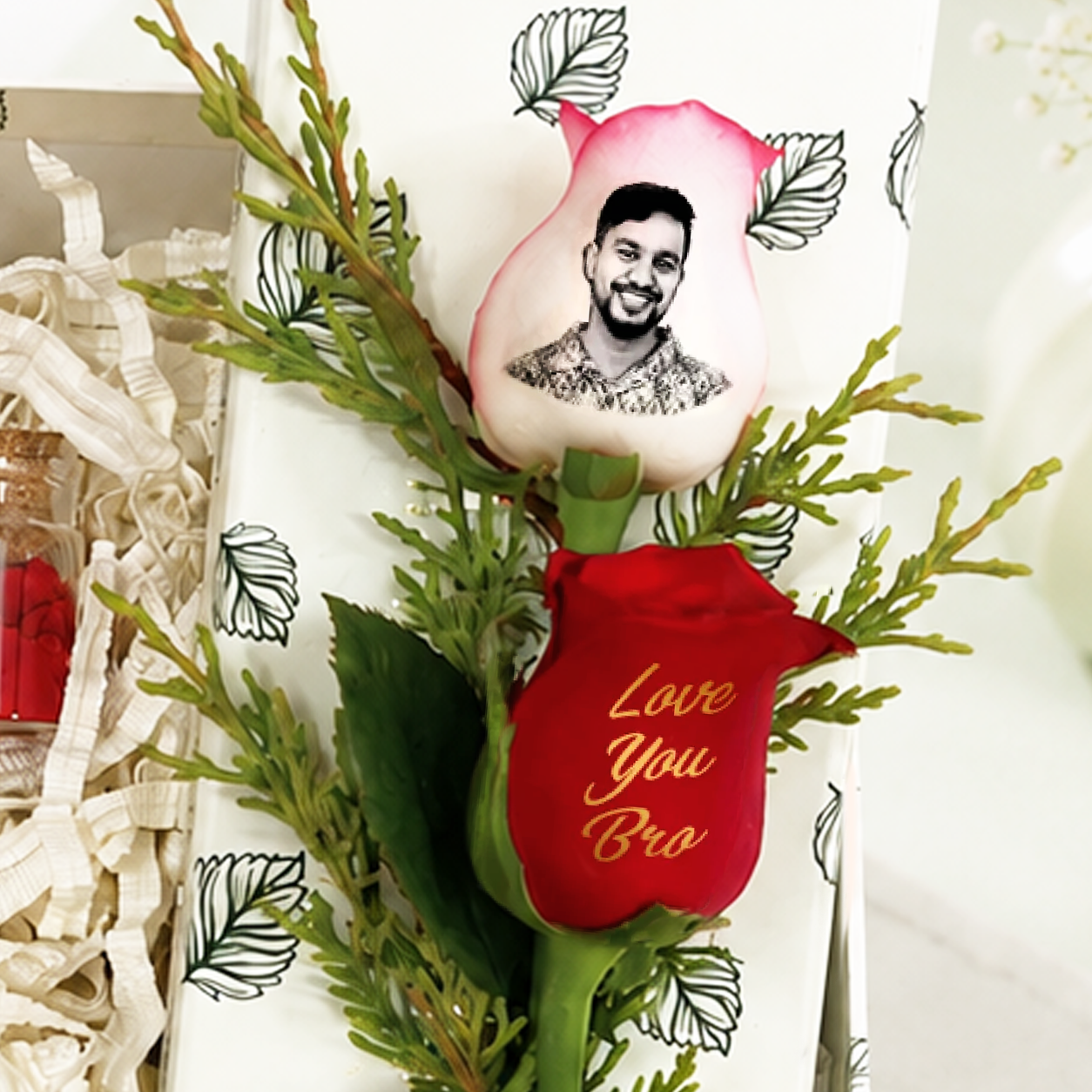 Bro Bond Rakhi Box with Journal & Personalized Rose