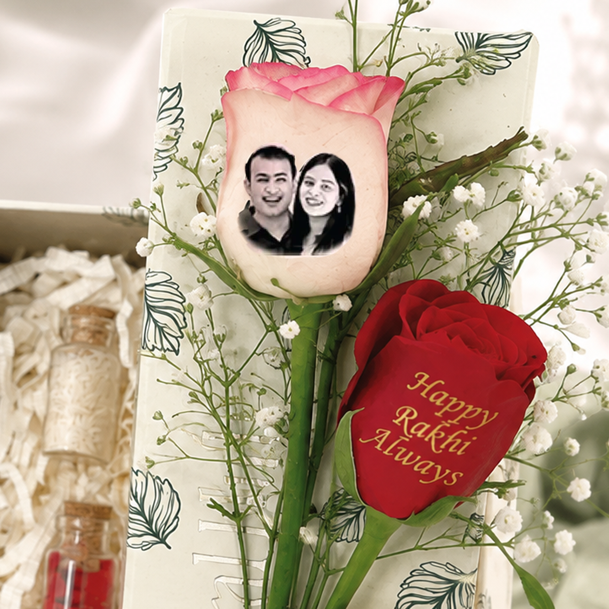 Bro Code Rakhi Box – Funny Frame, Magnet & Photo Roses for Bhaiya Bhabhi