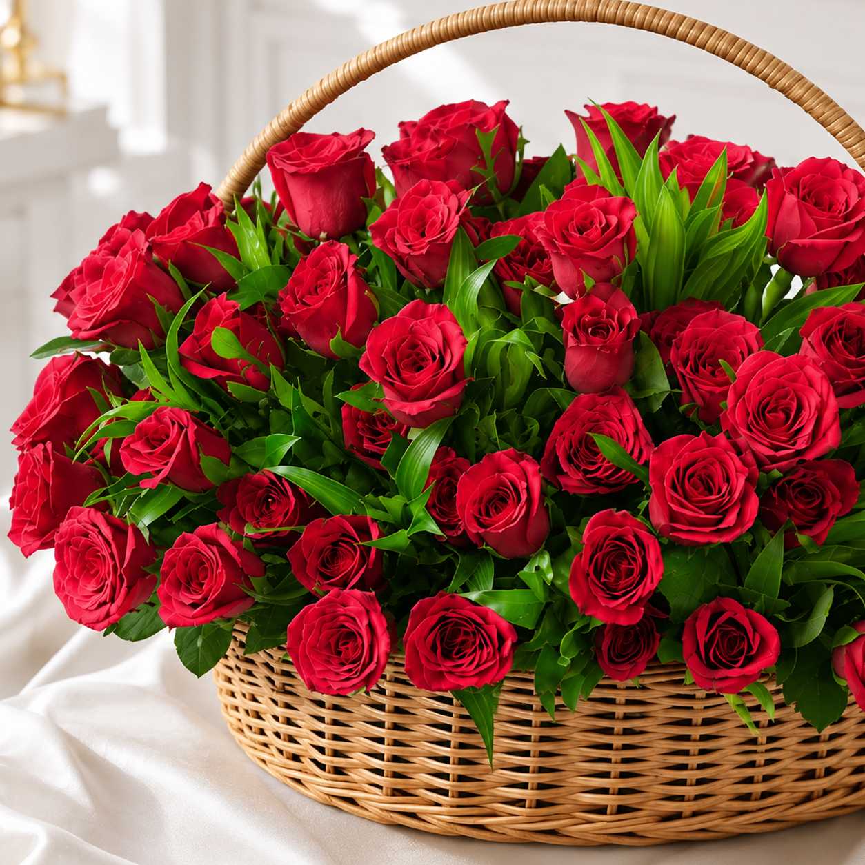 100 Love Roses Basket Arrangement