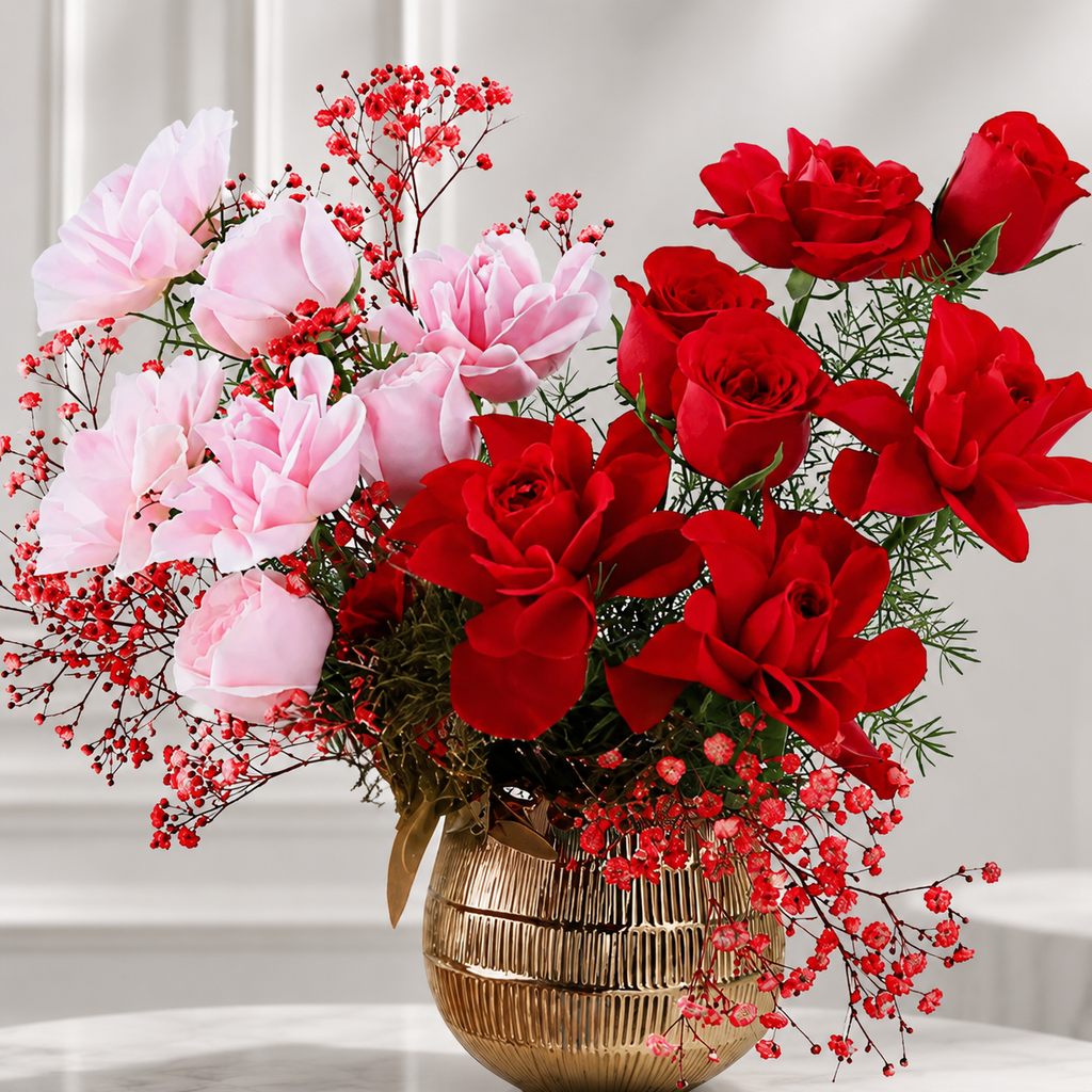 16 Red & Pink Roses for Love