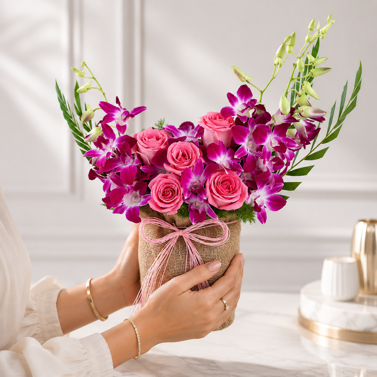 Celebrating You Pink Roses & Orchids