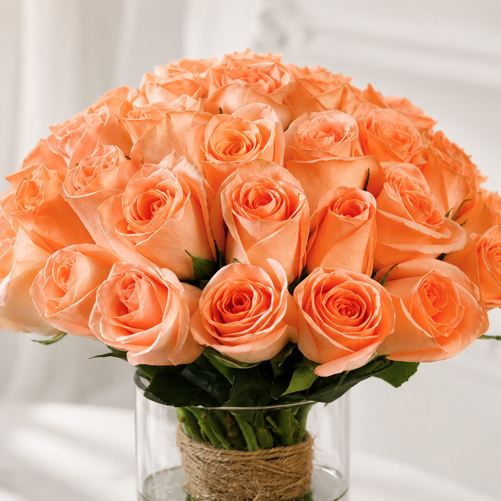 Premium Peach Roses in a vase