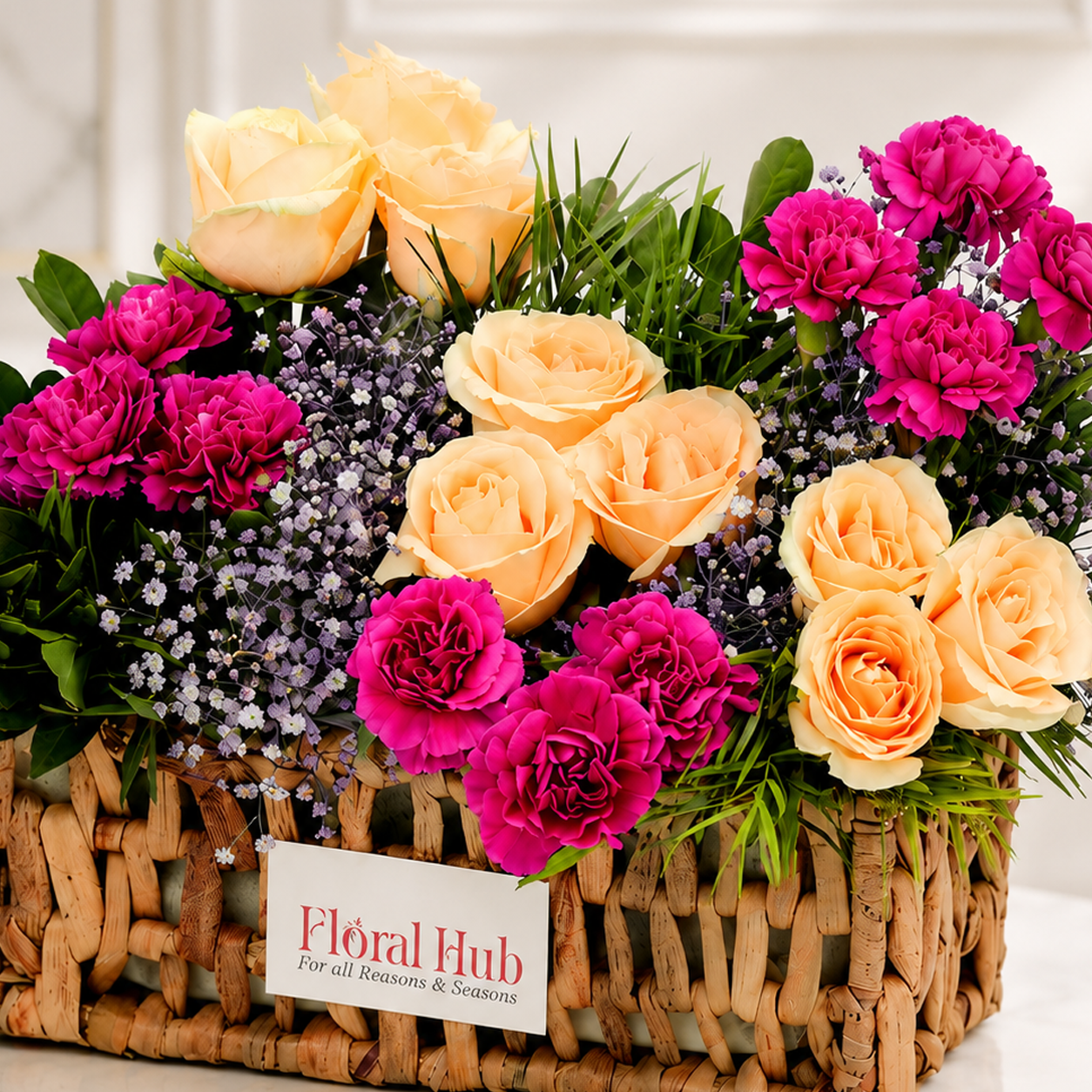 Purple flowers in a  Basket
