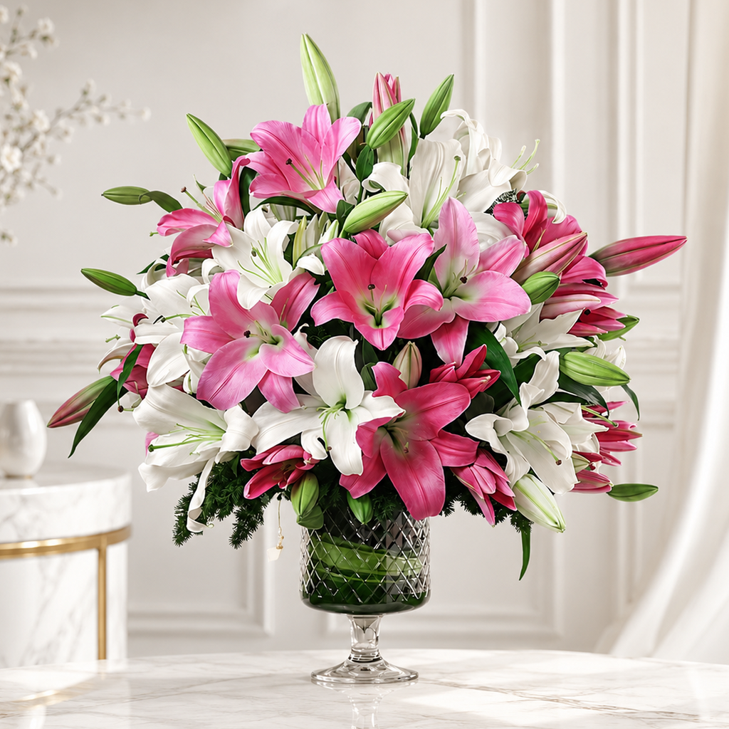 Fresh Pink & White Lily Bouquet for All Occasions