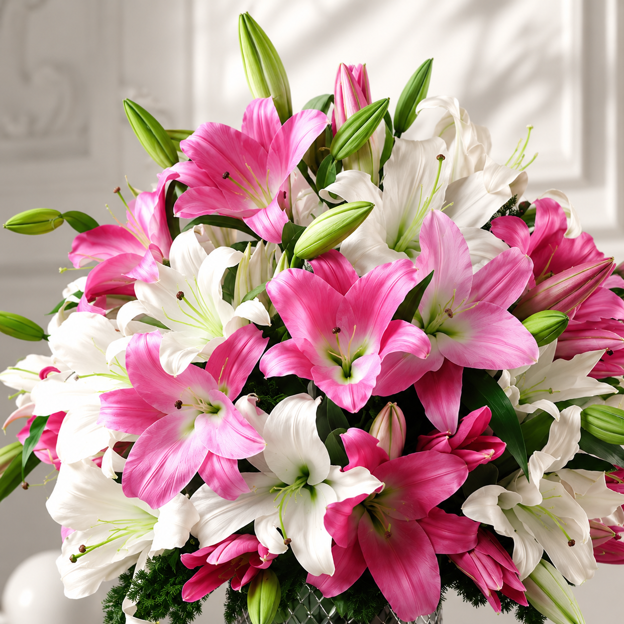 Fresh Pink & White Lily Bouquet for All Occasions