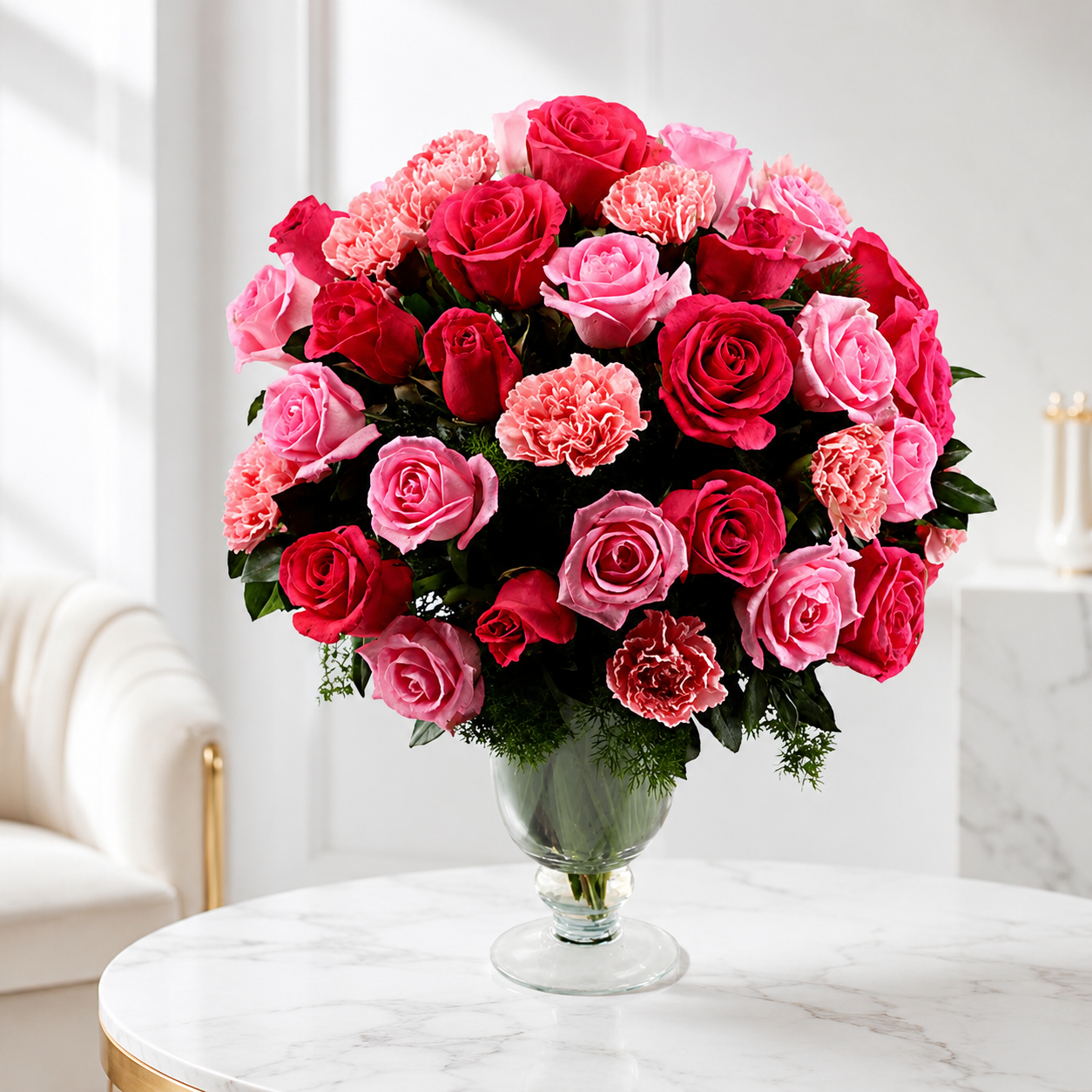 Royal Grace Pink Rose & Carnation Bouquet