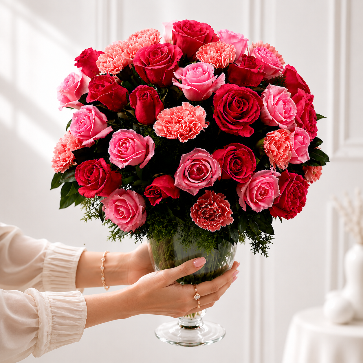 Royal Grace Pink Rose & Carnation Bouquet