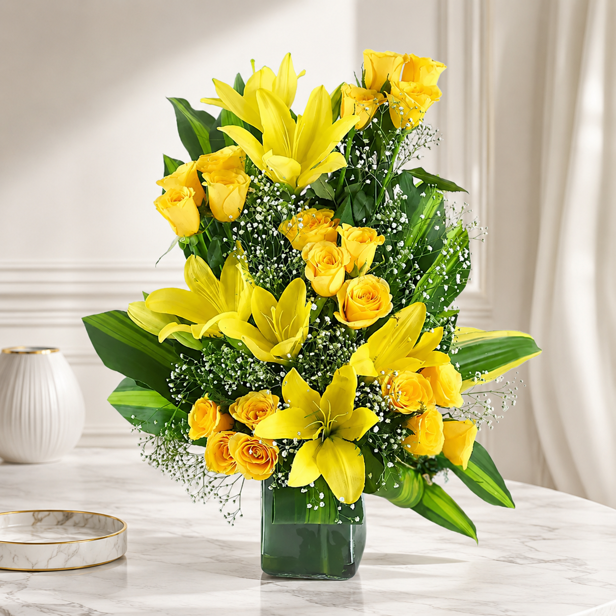 Yellow Rose & Lily Bouquet