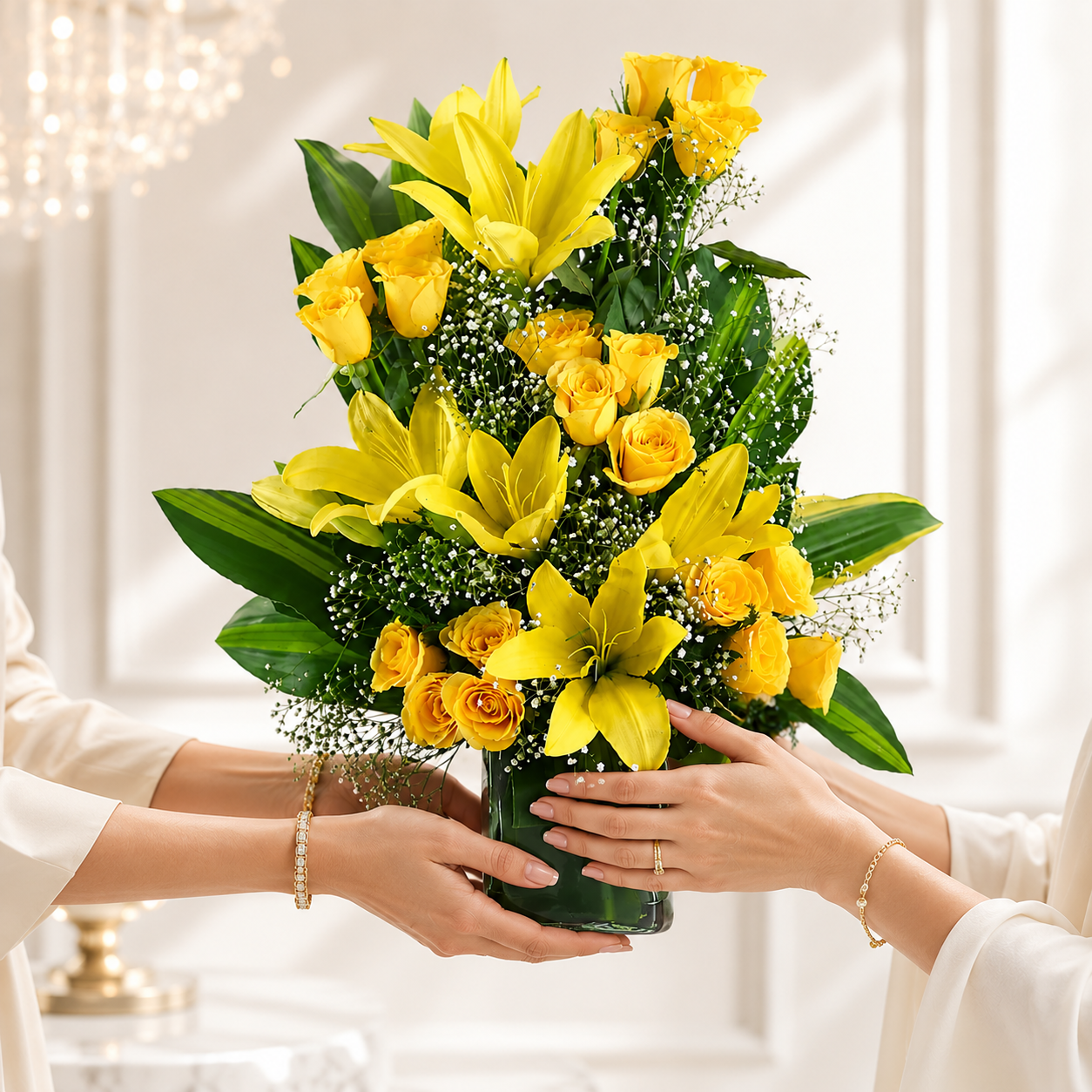 Yellow Rose & Lily Bouquet