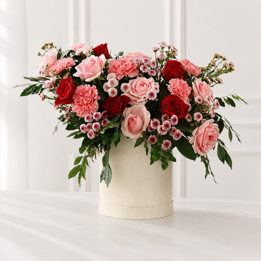 True Love Rose & Carnation Bouquet in Elegant Box