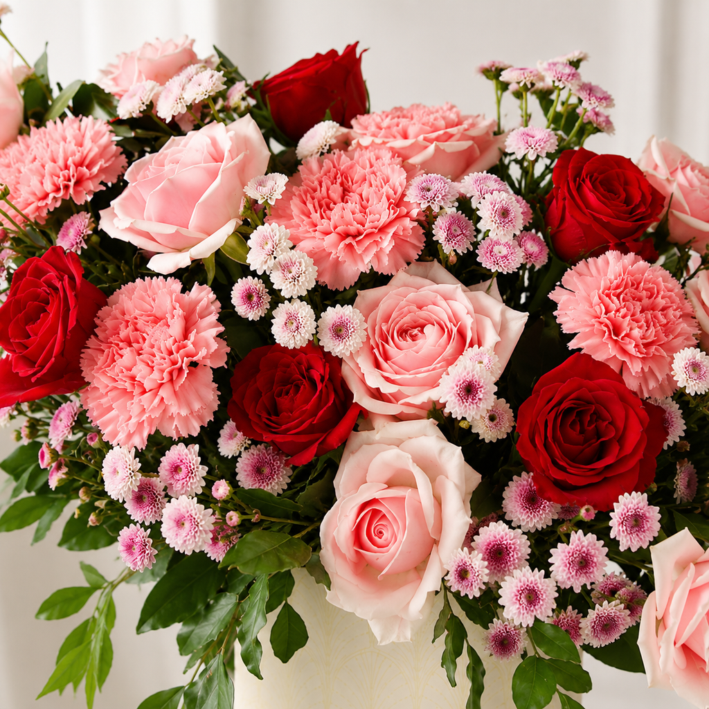 True Love Rose & Carnation Bouquet in Elegant Box