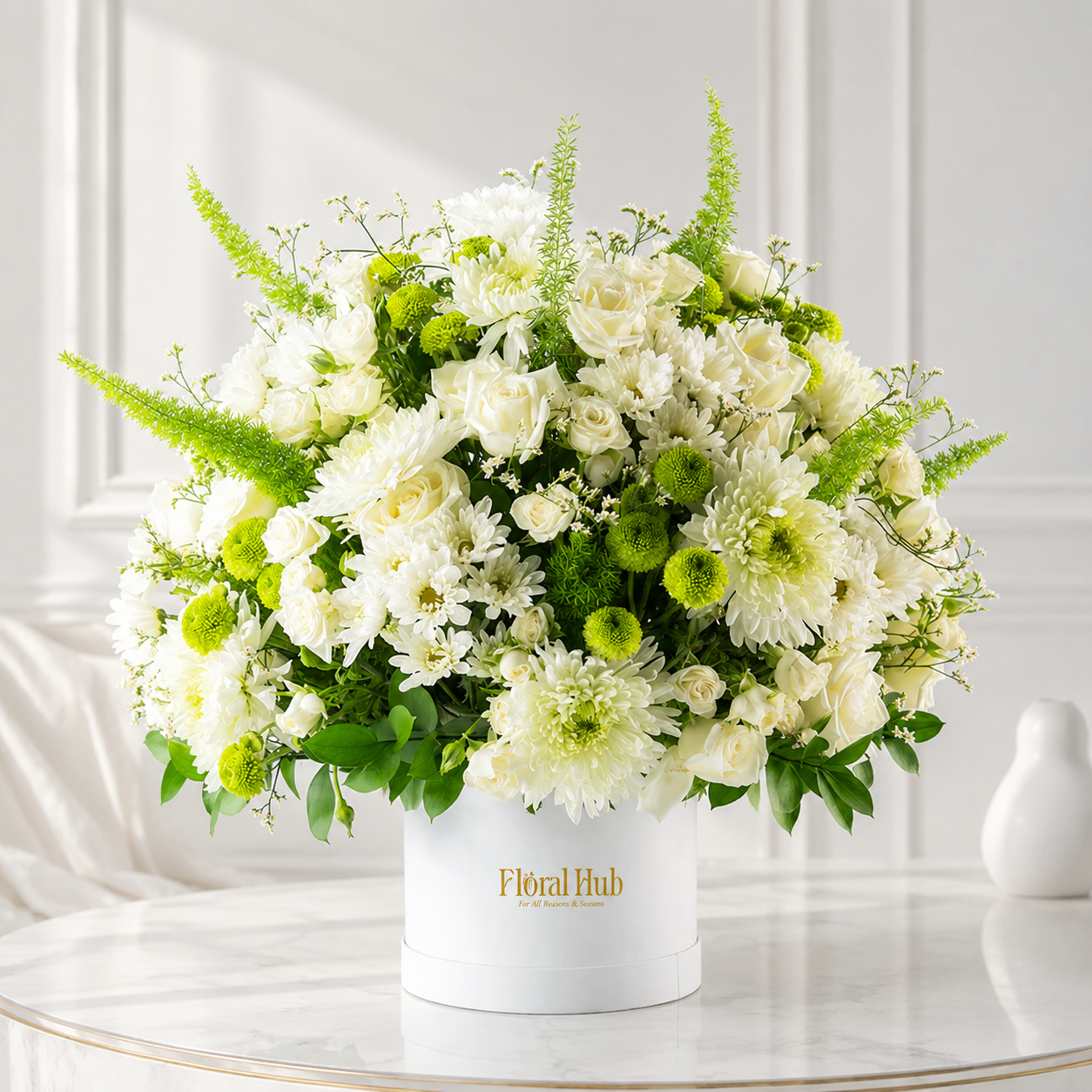 Luxurious White & green Floral Gift Box