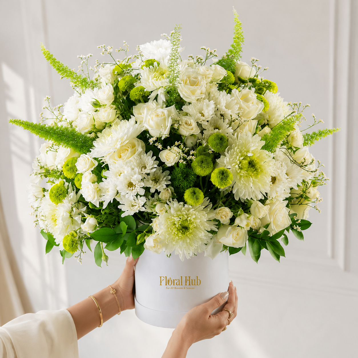 Luxurious White & green Floral Gift Box