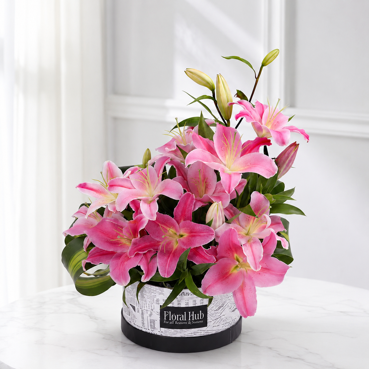 Pink lilies bouquet
