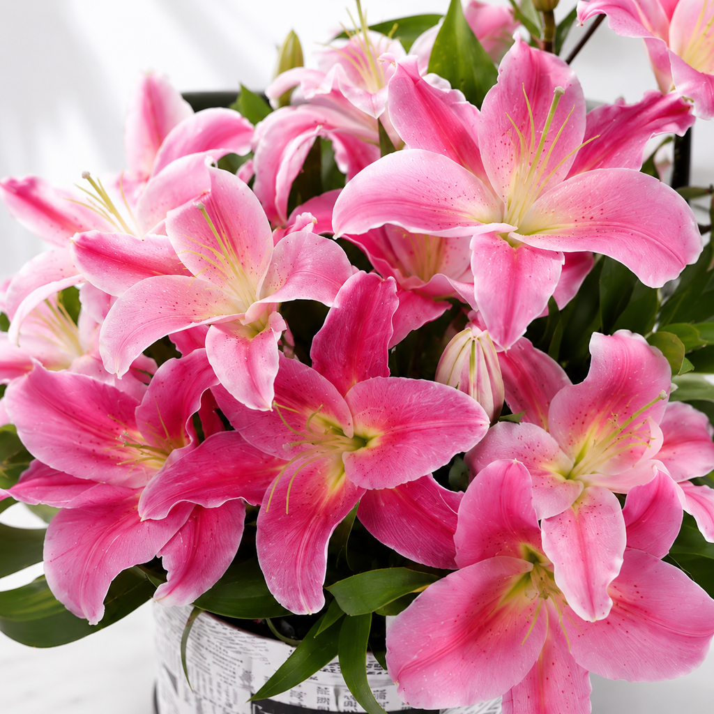 Pink lilies bouquet