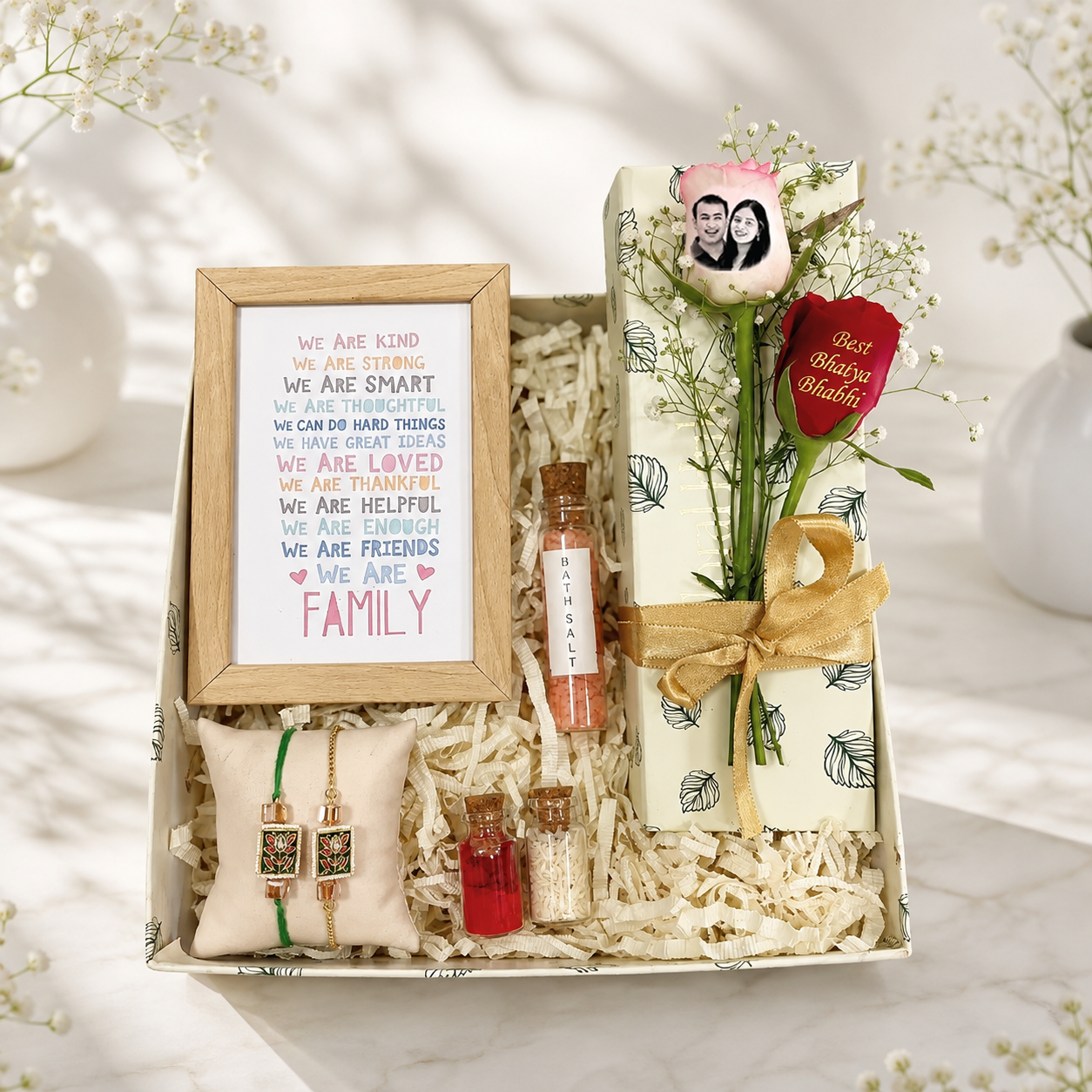 Fam Jam Rakhi Box – Bhaiya Bhabhi Love Kit with Photo Roses & Frame