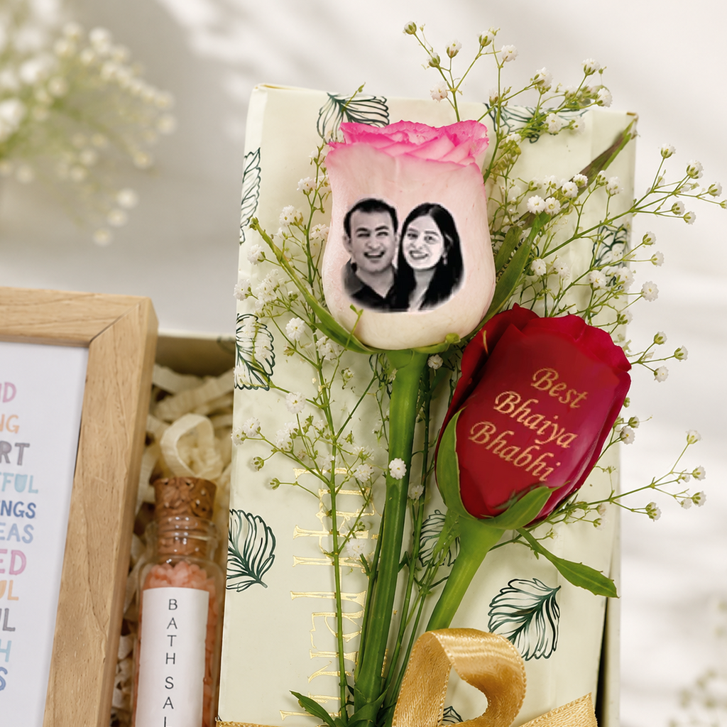 Fam Jam Rakhi Box – Bhaiya Bhabhi Love Kit with Photo Roses & Frame