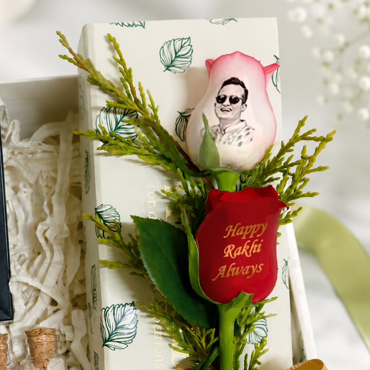 Forever Bond Rakhi Box for Brother with Rose & Memory Frame