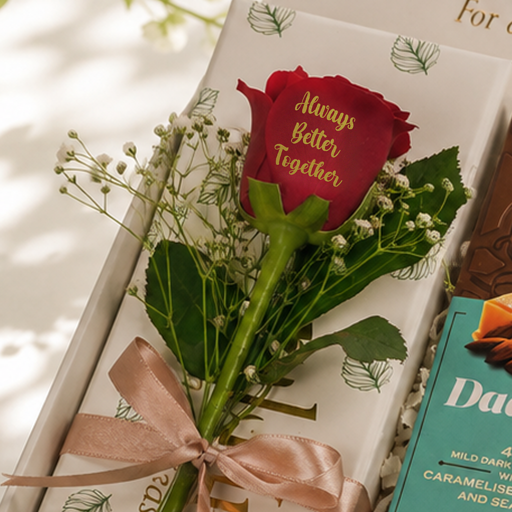 Luxury Floral Gift Box - Chocolate, Mug, Personalized Rose & More