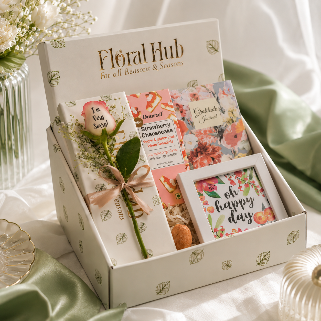 Happy Day Gift Box: Custom Rose & Sweet Treat