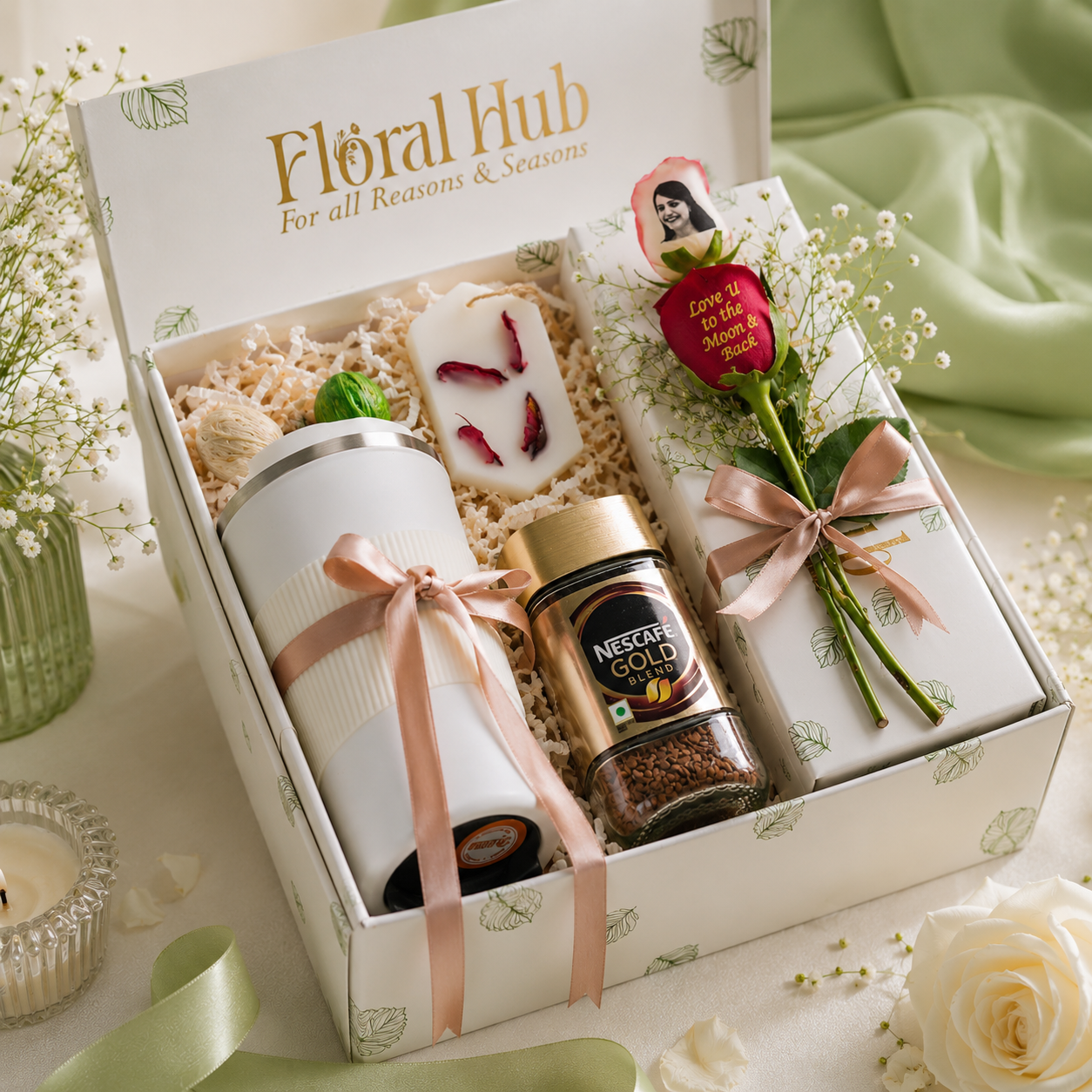 Deluxe Coffee &  Personalized Rose Box
