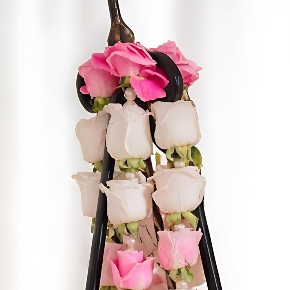 White And Pink Rose Wedding Haar