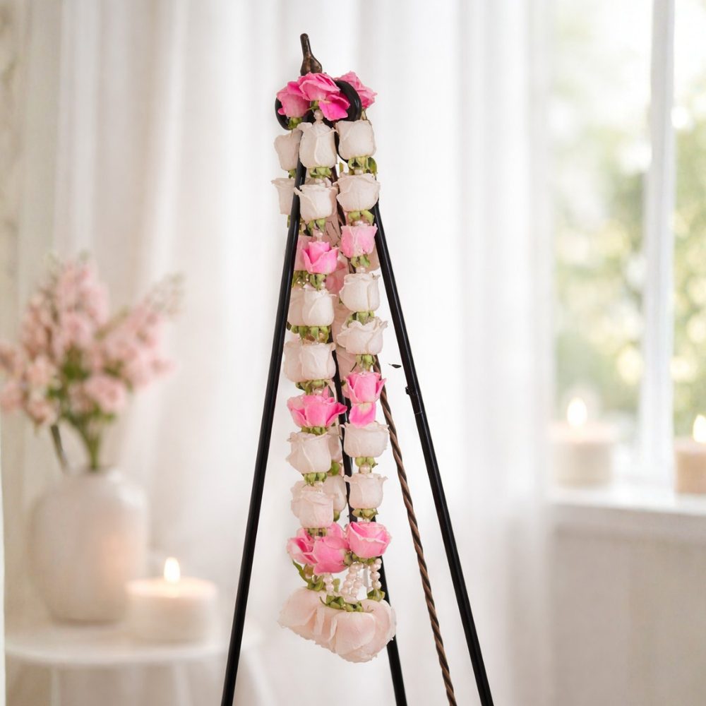 White And Pink Rose Wedding Haar