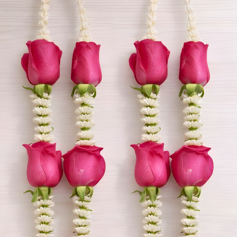 Dark pink Rose And Chrysanthemum Garland