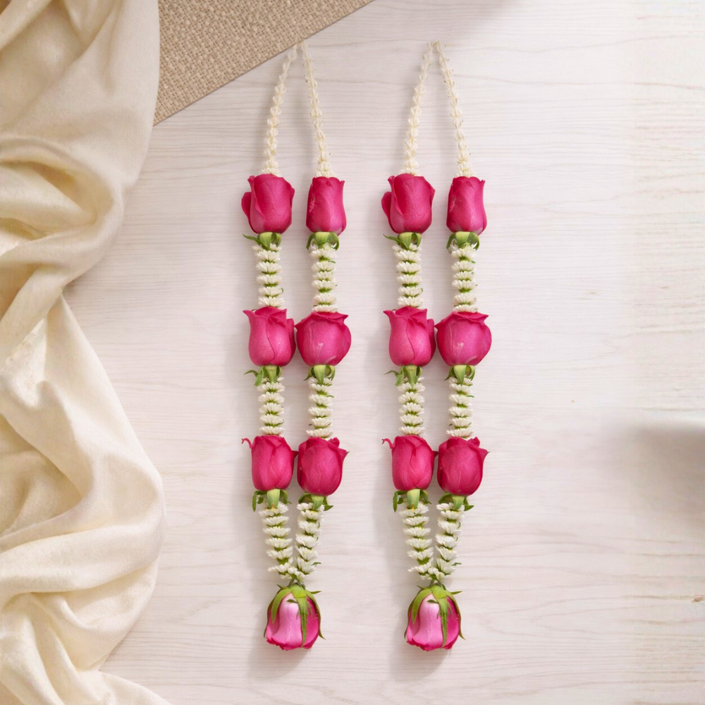 Dark pink Rose And Chrysanthemum Garland