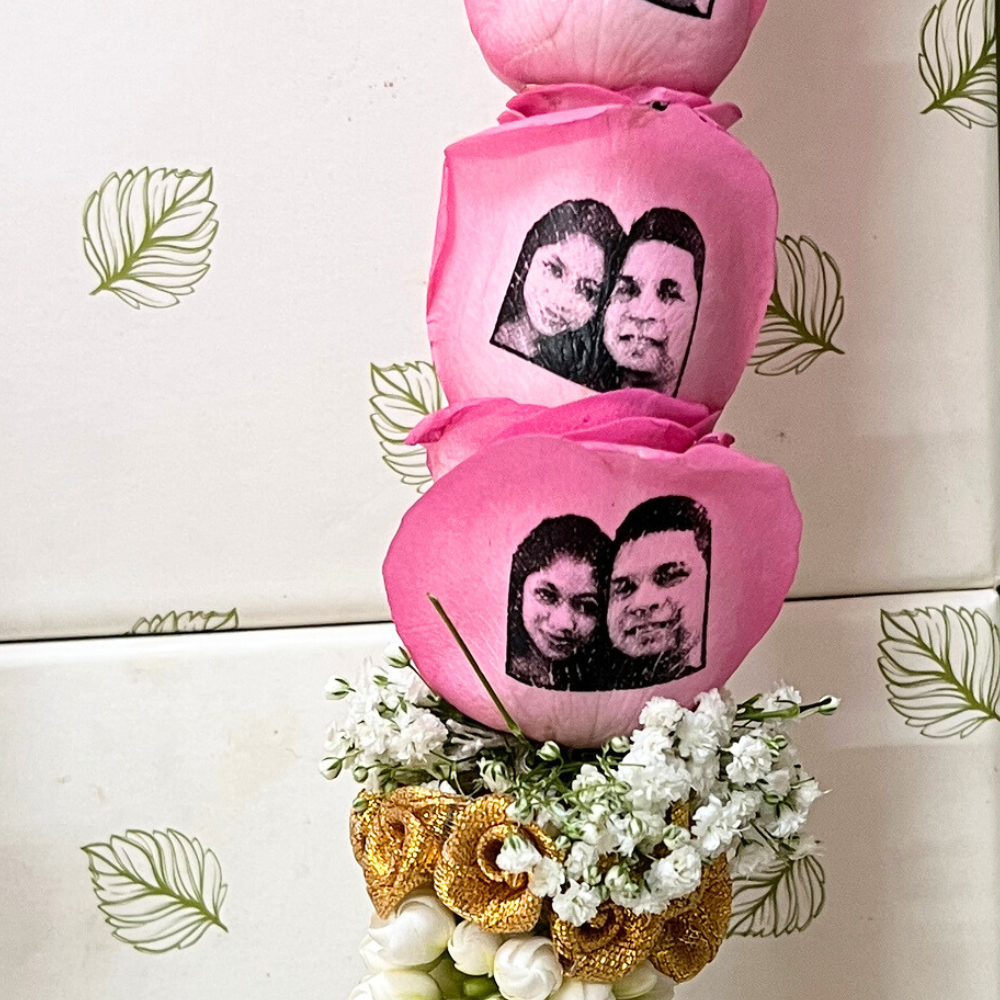 Designer Couple Photo Wedding Varmala Set