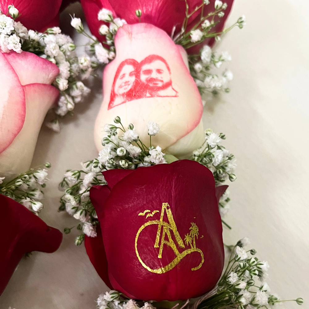 Trendy Personalized Rose Wedding Garland Pair