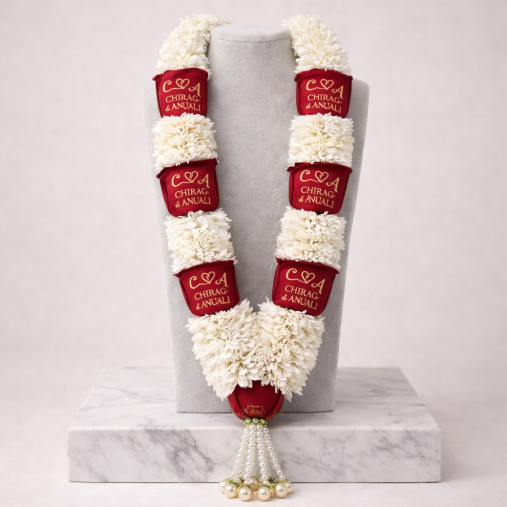Royal Couple Name Red Rose Varmala Pair