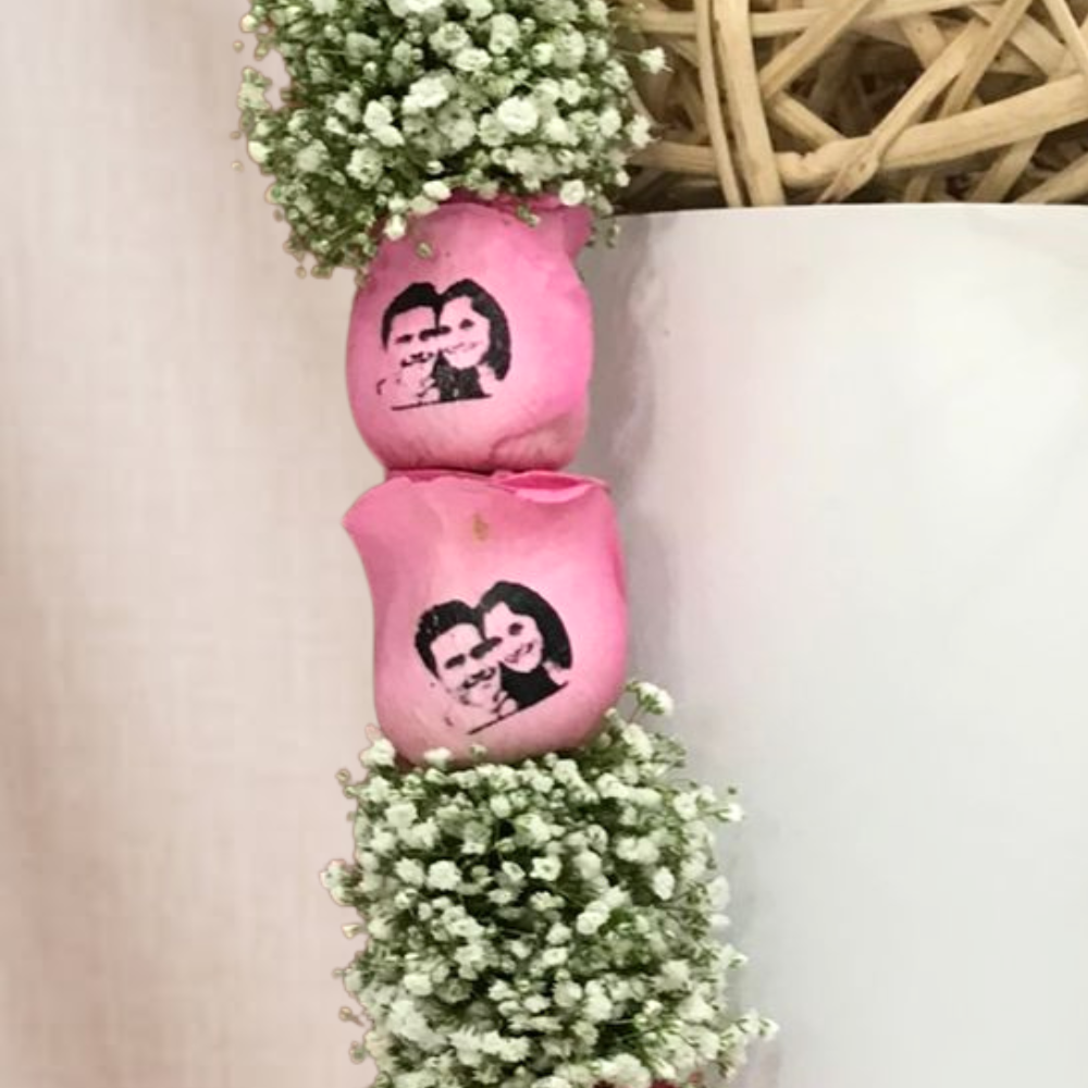 Minimal Pink Rose Couple Photo Garland