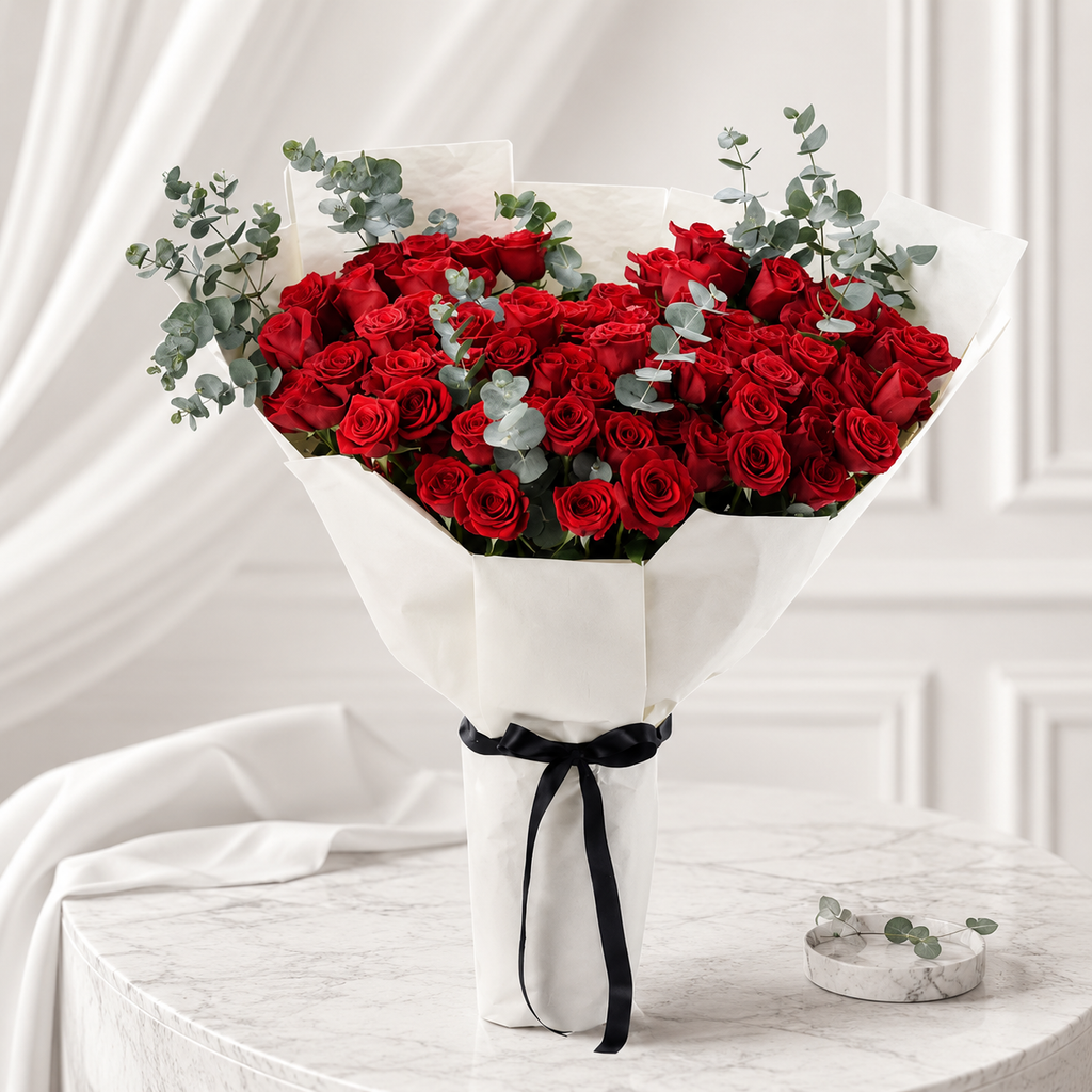 100 Red Roses Luxurious Bouquet