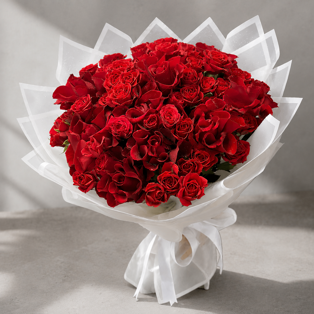Romantic 100 Red Roses Arrangement